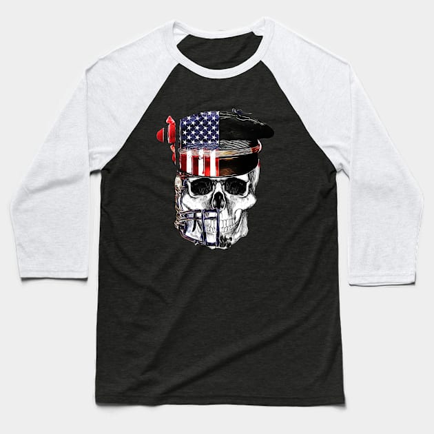 The American Veteran Skull Baseball T-Shirt by imdesign